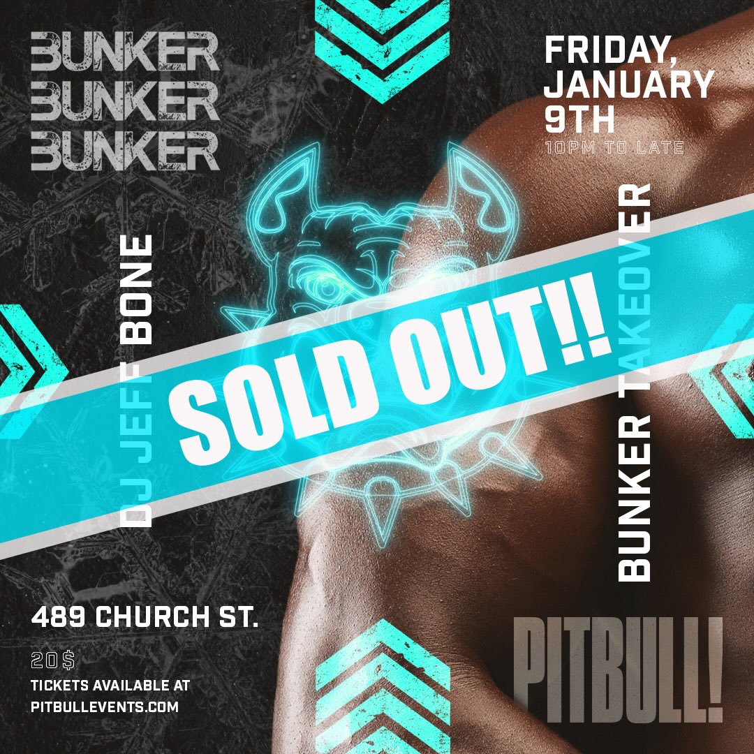 Pitbull - Bunker Winter Takeover It might be cold out, but its going to get real hot in Bunker for the Pitbull - Winter Takeover. Featuring International DJ Jeff Bone, you better be ready for some hard beats and hard bodies on the dance floor to keep you warm. Get your tickets now before the party sells out, everyone knows this is going to be the sexiest night on Church street.
