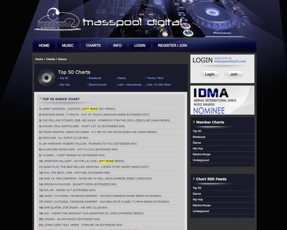MASSPOOL DIGITAL - Top 50 Dance Chart, March 10, 2021