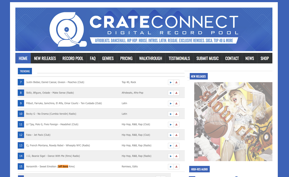 CRATE CONNECT DIGITAL RECORD POOL - Trending Chart, March 24, 2021