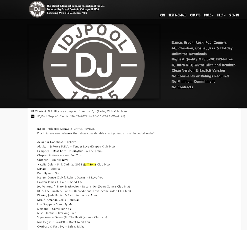 iDJ POOL - Pick Hits Dance Chart, October 14, 2022